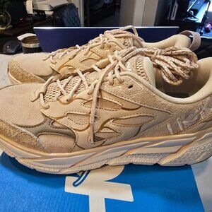 MENS HOKA CLIFTON L SUEDE TP 'ELITE TERRAIN SYSTEM OAK SAND' [1150910-OSN] SZ 10
